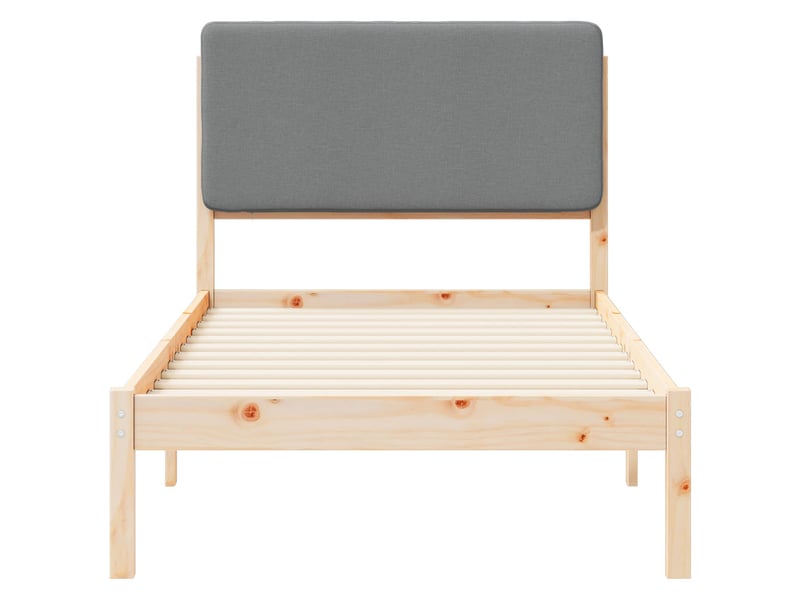  Lit simple- lit adulte -  cadre de lit avec tête de lit rembourrée gris clair 90 x 190 cm  - Conforama D