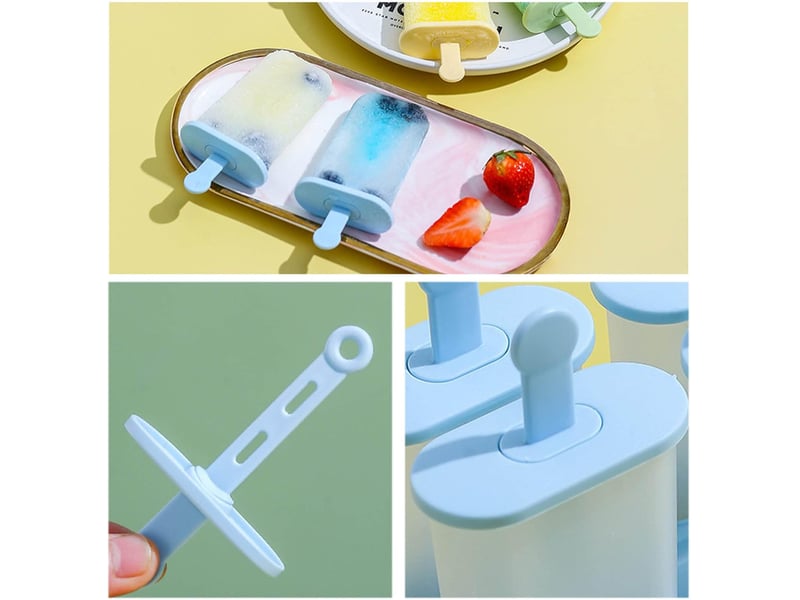  Ice pop mold, glaces à l'eau,ice pop mold popsicle sorbet diy,lot de 6 moules à glace en plastique avec plateau réutilisables pour enfants  - Conforama D