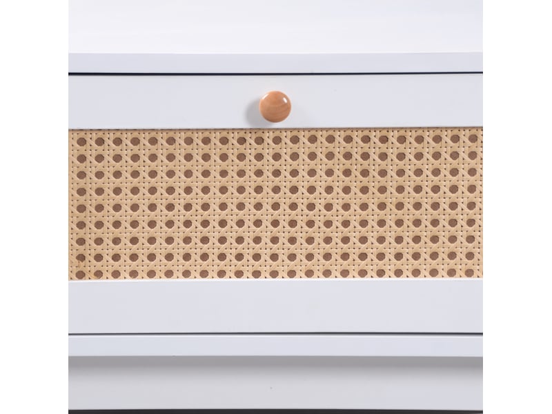  Table basse avec 2 tiroirs et portes coulissantes, rangement, style naturel, pour salon, 110 × 55 × 38,5 cm  - Conforama E