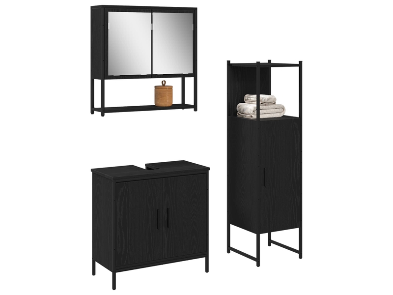 Ensemble de mobilier de salle de bain 3 pc noir cf64412 - Conforama C