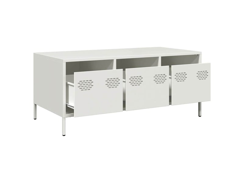  Table basse rectangulaire | table de salon blanc 101,5x50x43,5 cm acier laminé à froid  - Conforama E