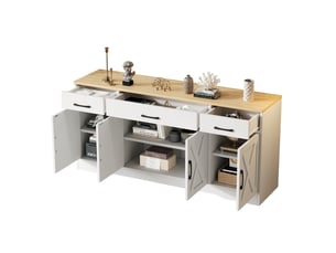 Buffet 4 porte(s) 3 tiroir(s) MERAX buffet blanc - 160 cm coloris blanc