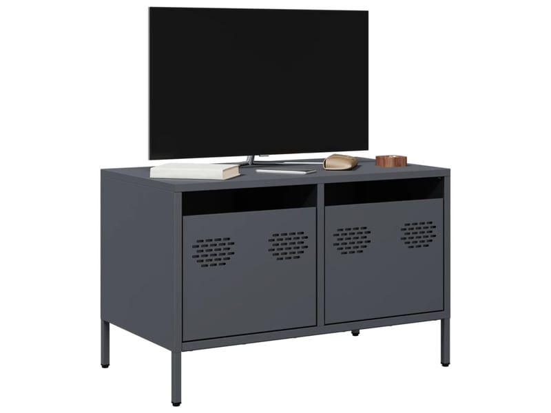  Meuble tv - banc tv - meuble de rangement anthracite 68x39x43,5 cm acier laminé à froid  - Conforama B