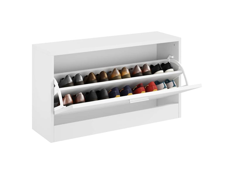 Banc à chaussures, meuble à chaussures blanc brillant 80x24x45 cm bois d'ingénierie  - Conforama C