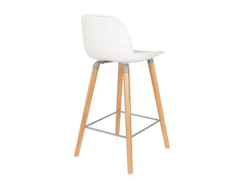  Lot de 2 tabourets de bar h65 cm blanc et pieds naturels - kuip  - Conforama D