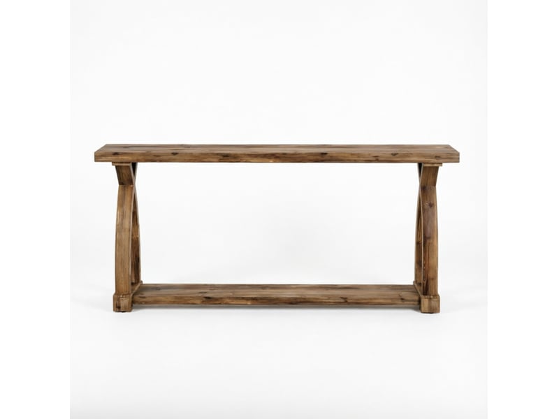  Table console 160 x 30 x 81 cm - marron - étagère basse, pieds réglables et style campagne élégant  - Conforama A