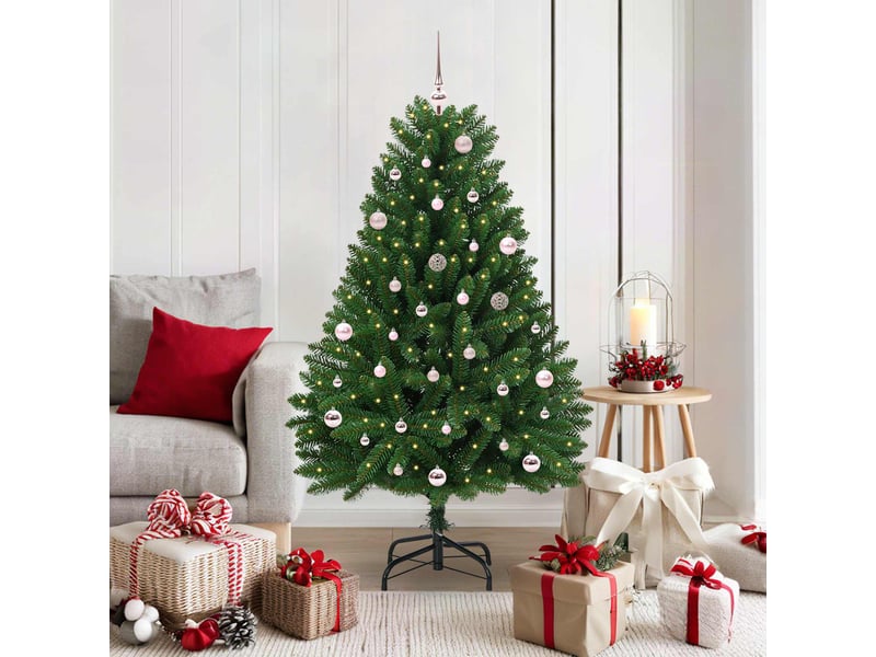  Sapin de noël, arbre de noël artificiel 150 cm 150 led blanc chaud vert shl3704  - Conforama B