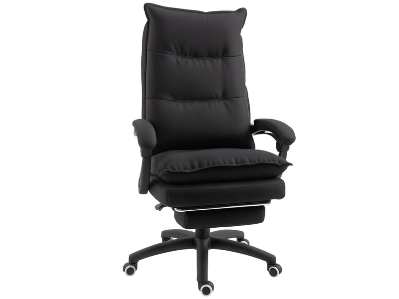  Fauteuil de bureau avec fonction massage, fauteuil de bureau ergonomique inclinable et pivotant, avec repose-pieds, noir  - Conforama A