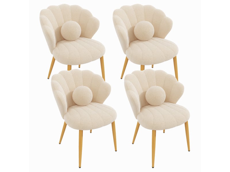  Lot de 4 chaises – rembourrées – pieds en métal doré – beige  - Conforama R