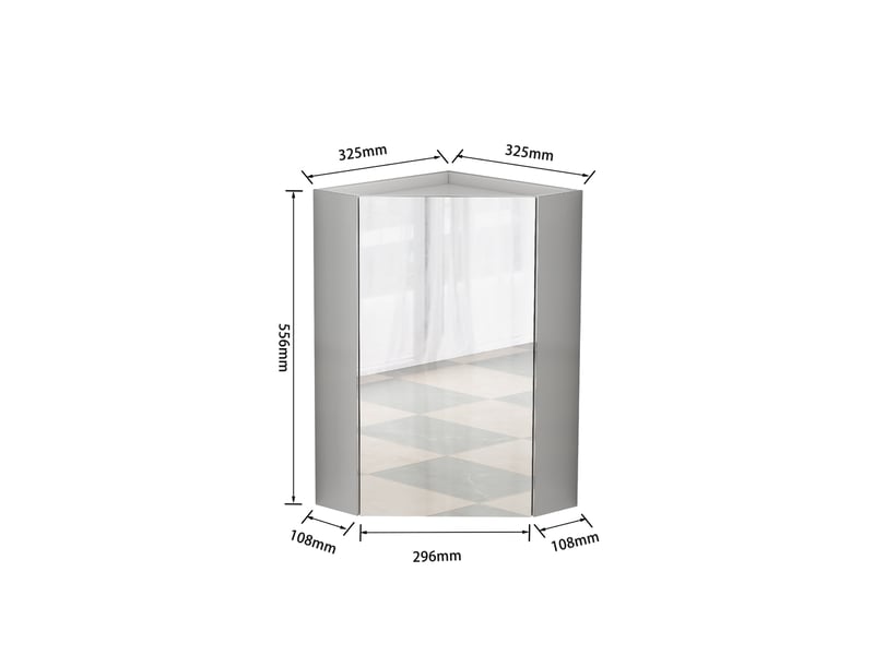  Armoire à miroir d’angle 32.5x32.5x55.6 cm trois faces miroir mdf blanche  - Conforama E