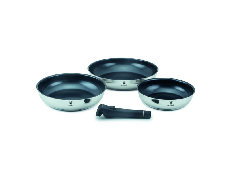 Set De 3 Poêles Antiadhésives Diamant 26-28-30 Cm - Compatible Induction, Sans PTFE/PFOA - Acier Inox & Aluminium - 5