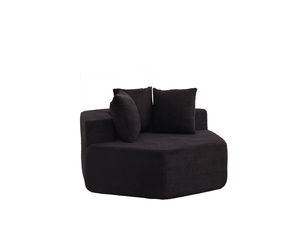 Fauteuils modulables compressés et hexagonaux souples lot de 2, assise de 2 places, en tissu chenille, couleur noir