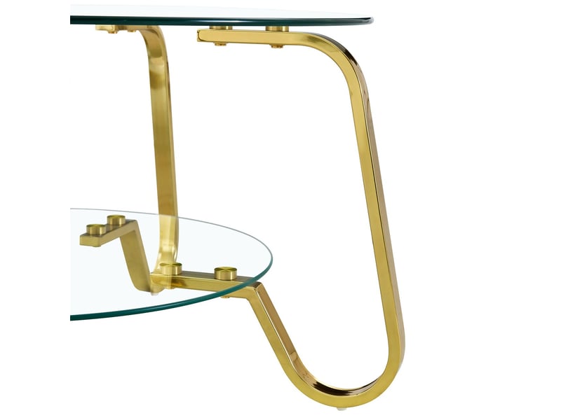  Table basse design élégant table de salon style rétro minimaliste cadre métal verre trempé double couche touche d'élégance  - Conforama D