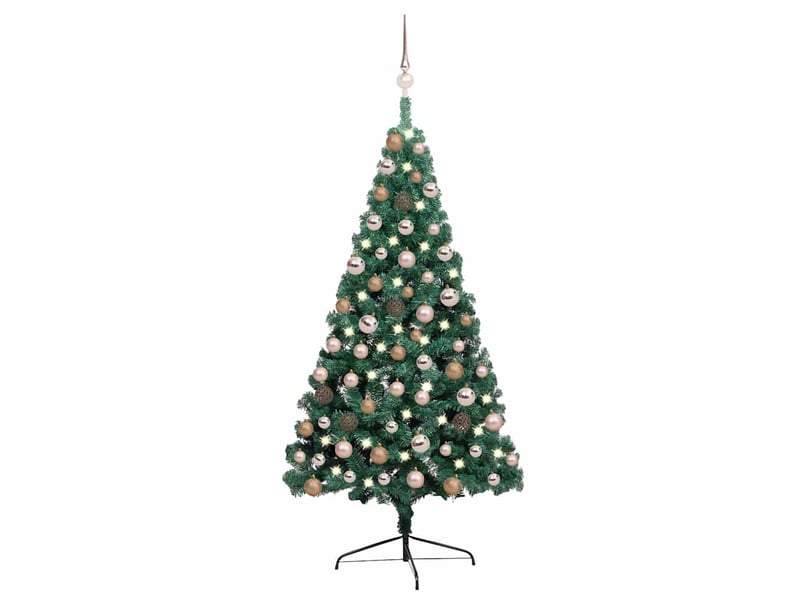  Demi-sapin de noël - arbre de noël artificiel pré-éclairé et boules vert 120 cm  - Conforama B
