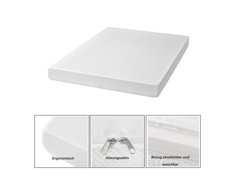  Matelas 140x200 cm - épaisseur 16 cm, indice h3, housse lavable, poignées latérales et base antidérapante, mousse monobloc, certifié oeko-tex, blanc Luxe haut de gamme - Conforama E