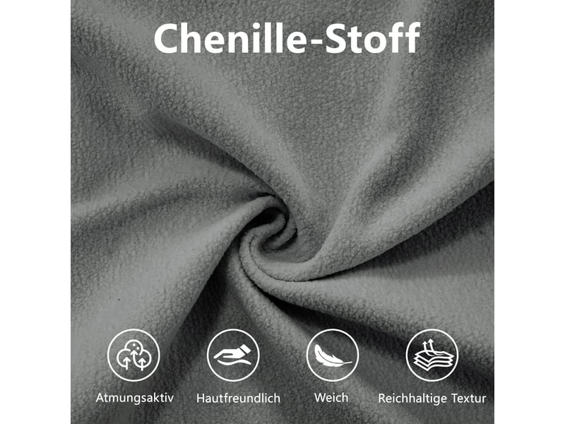 Canapé d'angle 4 places en chenille gris avec led intégrée et ottoman mobile pour salon  - Conforama R