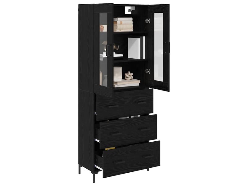 Buffet - haut armoire 2 pc chêne noir 69,5 x 34 x 180 cm - Conforama C