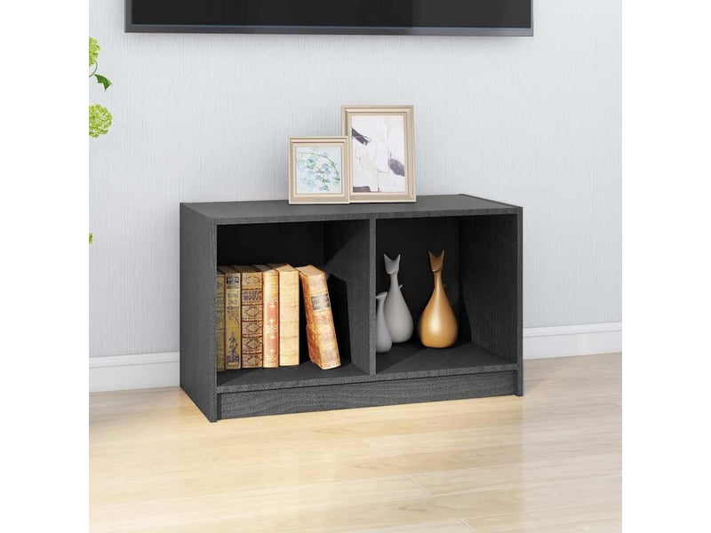  Meuble tv - banc tv - meuble de rangement gris 70x33x42 cm bois de pin massif  - Conforama C