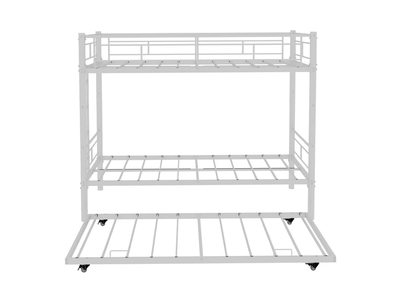  Lit superposé métal 90x190 cm - lit enfant 2 couchages - cadre robuste stable avec barrière sécurité échelle 3 marches  - noir  - Conforama A