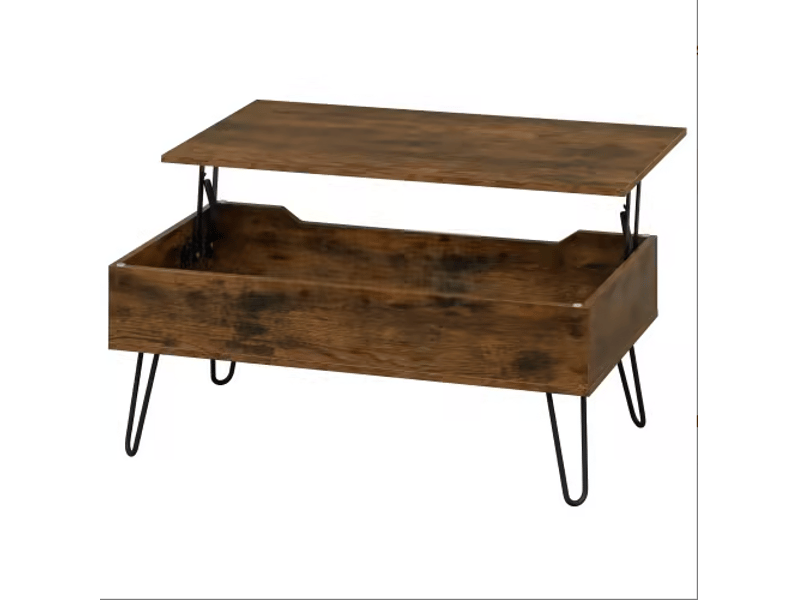 Table basse vintage réglable en hauteur avec rangement caché multifonctionnelle - Conforama D