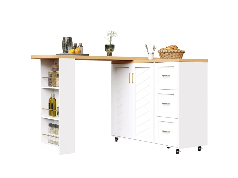  Desserte de bar extensible 135x39x104 cm mdf métal blanche  - Conforama A