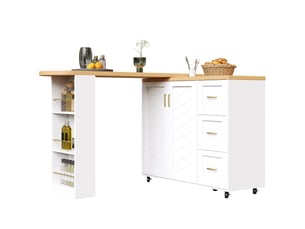 Desserte de bar extensible 135x39x104 cm mdf métal blanche