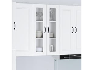 Meuble mural de cuisine, cabinet en verre mural blanc 60x31x100cm shl2165