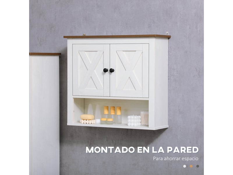  Armoire murale salle de bain blanche à 2 portes, 60 x 19,5 x 52,5 cm  - Conforama W