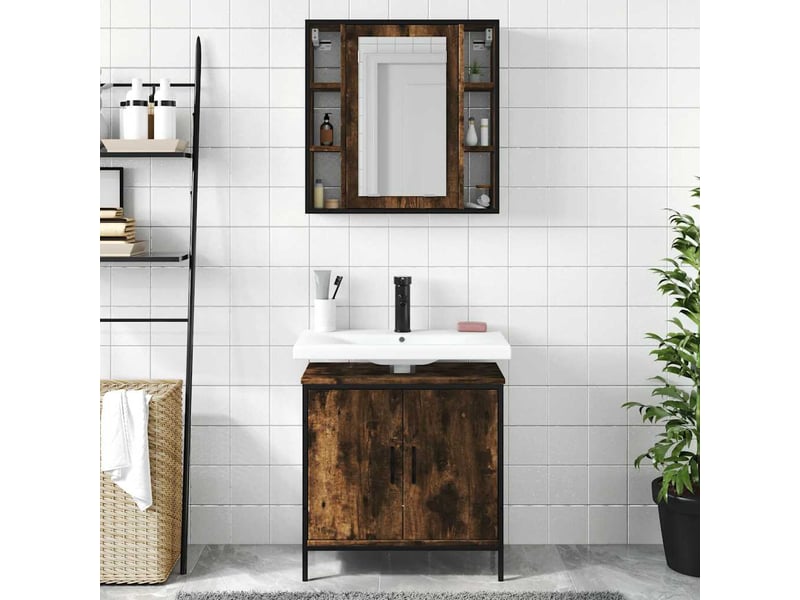  Ensemble de meubles de salle de bain 2 pcs chêne fumé cf63578  - Conforama C