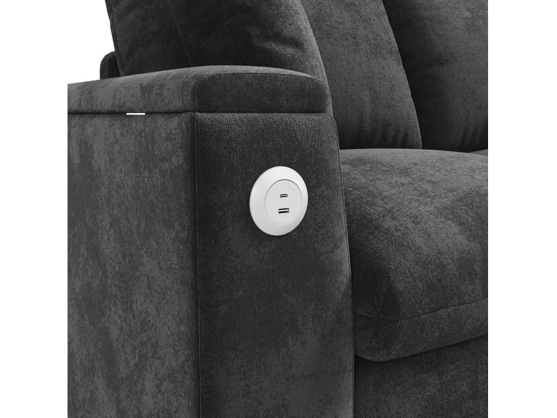  Canapé convertible d'angle réversible 4 places 280x137 cm gris en chenille, rangements et ports usb type-c  - Conforama E