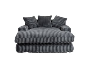 Canapé 1 place en velours côtelé gris foncé avec 3 coussins et mousse haute densité, 125x155x63 cm