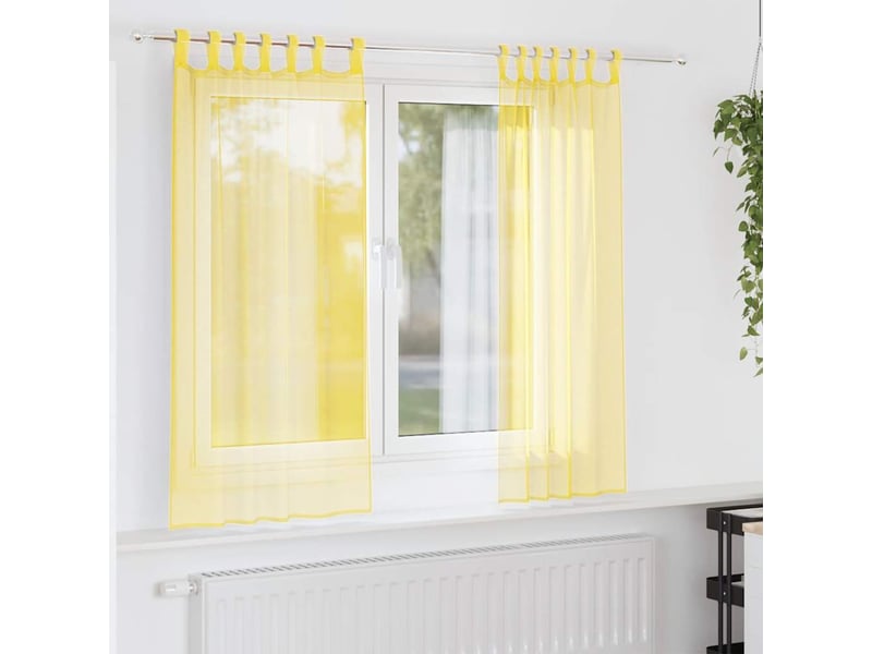  Lot de 2 voilages à œillets, voilages à anneaux jaunes 140 x 140 cm cf48961  - Conforama B