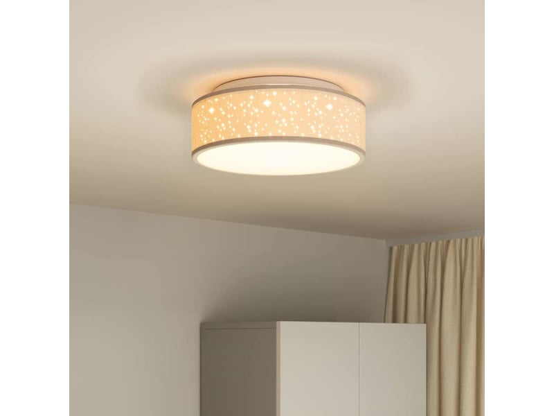 Lampe de plafond, plafonnier taupe 38x38x13,5 cm tissu shl85018 - Conforama D