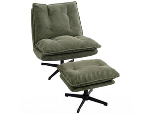 Fauteuil relax manuel pivotant    Velours côtelé vert