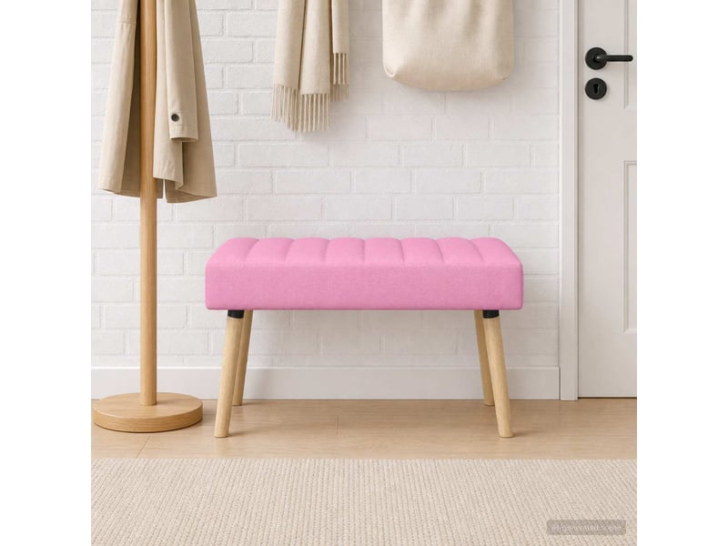  Banc chambre, bout de lit, banc capitonné canal rose 80x40x46 cm tissu  - Conforama D