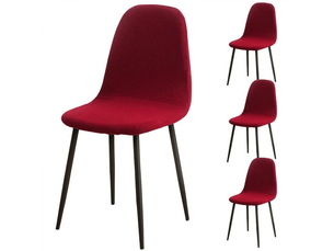 Lot de 4 housses de chaises de salle à manger rouges en jacquard élastique spandex