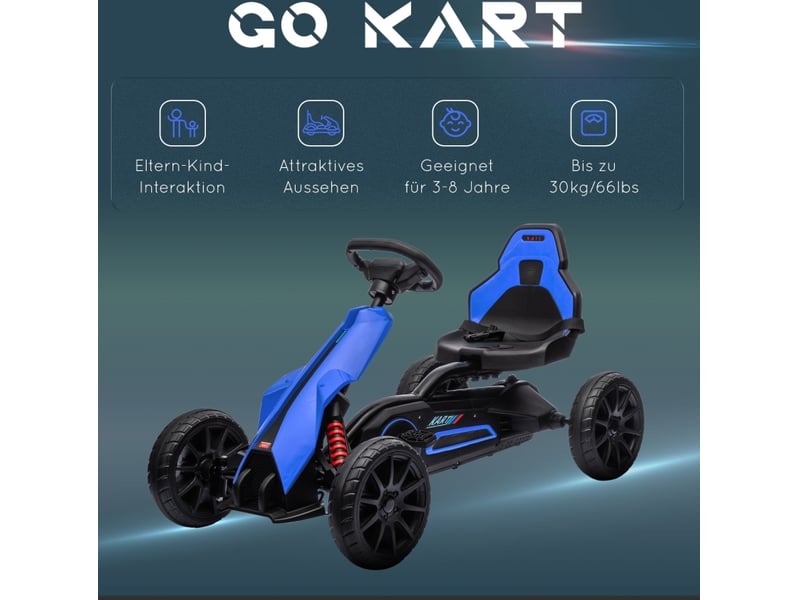  Kart à pédales enfant 100x58x58,5 cm marche avant et arrière bleu  - Conforama D