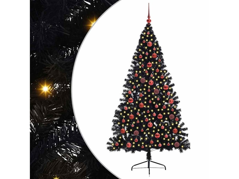  Sapin de noël, arbre de noël artificiel pré-éclairé noir 180 cm pvc cf61355  - Conforama A