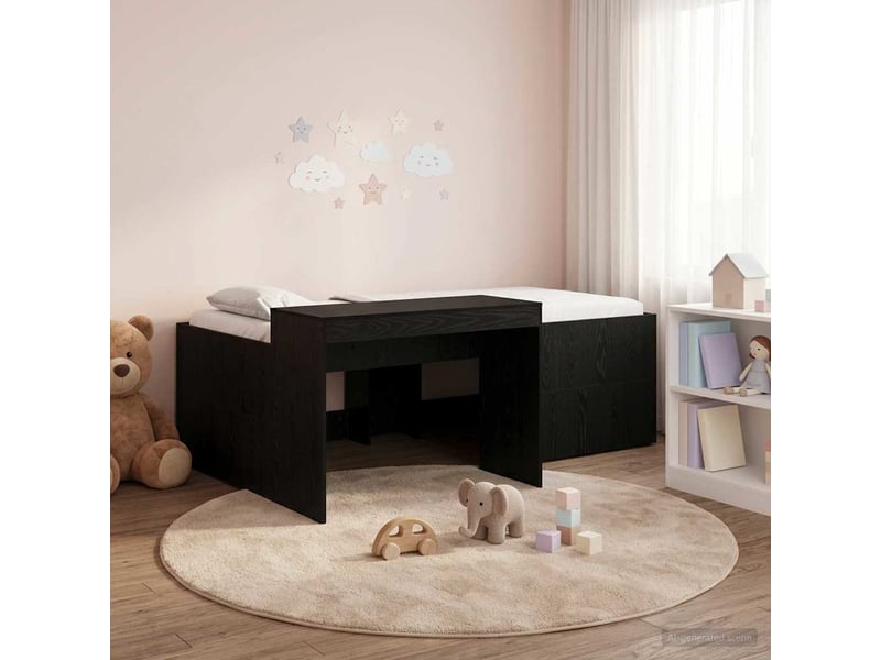  Lit haut pour enfants - lit jeune avec bureau noir 80 x 200 cm  - Conforama B