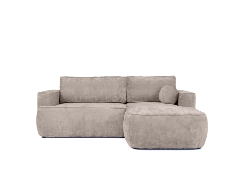  Canapé d'angle moon mini avec fonction couchage, tissu flow, côté droit, taupe (01)  - Conforama E