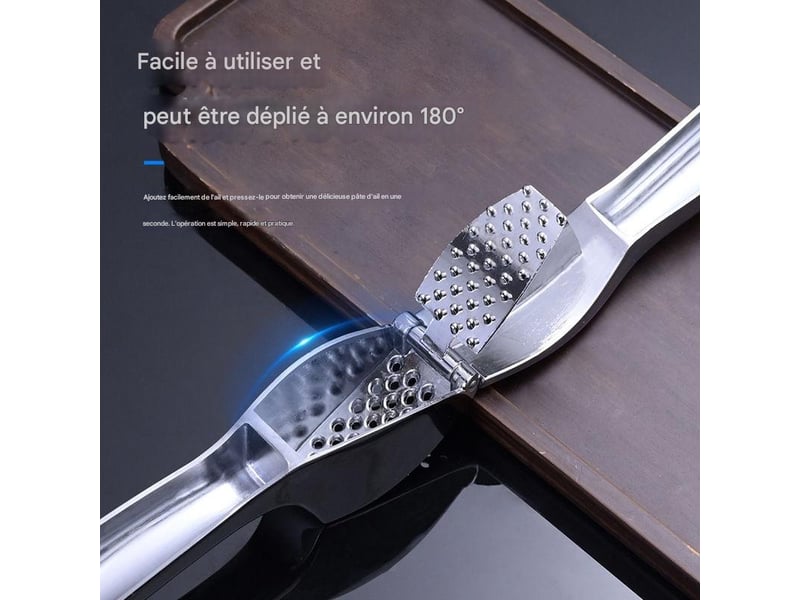  1 presse-ail carré presse-ail boîte + brosse + éplucheur d'ail ménage presse-ail en alliage de zinc artefact de purée d'ail  - Conforama B