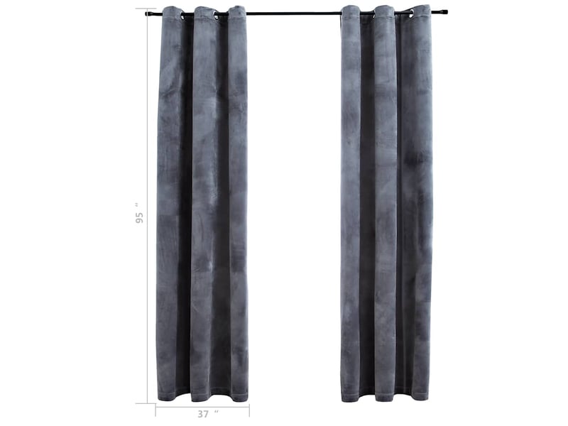  Lot de 2 rideaux occultants, rideaux black-out et anneaux anthracite 94x241cm velours cf44902  - Conforama E