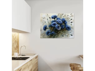Tableau décoration murale impression sur toile fleurs abstrait bleu - 60x40 cm - tableau décoration murale chambre et salon