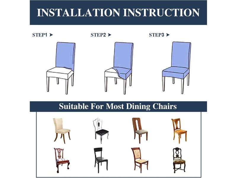  Housses de chaises de salle à manger extensibles à motif plumes bleues, lot de 4, housses universelles lavables, faciles à nettoyer, adaptées à la dé XLH-ZLS-009500MF - Conforama D