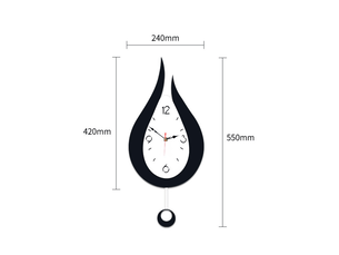 Horloge en forme de goutte – horloge murale pour salon – mouvement à quartz silencieux – horloge créative – horloge à quartz – noir