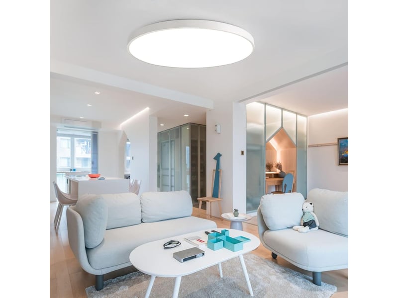  Plafonnier led 54 w plat et rond blanc ø 50 cm | luminaire moderne blanc naturel 4000 k.  - Conforama B