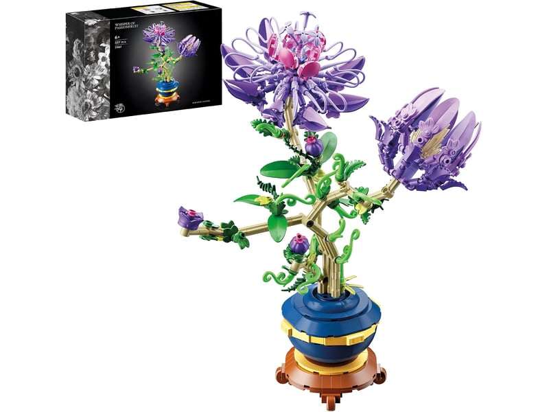 537 pièces passiflore en pot à construire, set de blocs de construction fleurs, décoration bureau et maison, cadeau - Conforama A