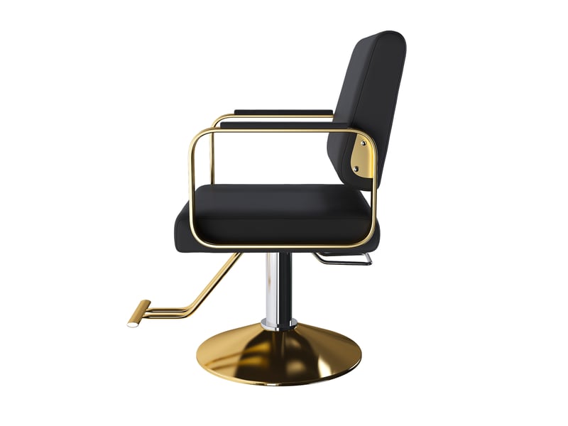  Fauteuil de coiffure hydraulique 360°, similicuir imperméable, base dorée, 1 pièce  - Conforama E