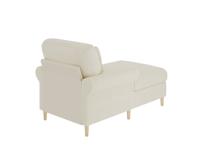  Fauteuil relax fixe 133 x 90 x 87 cm beige en velours, avec coussin et dossier fixe pour une personne  - Conforama D