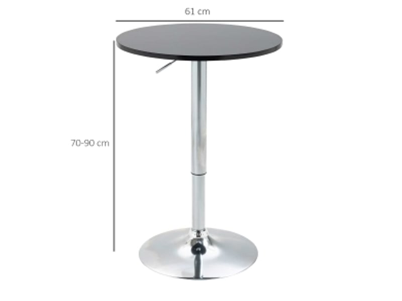  Table de bar ronde réglable avec plateau pivotant et base stable antidérapante, en mdf et métal, noir, ø 61 × 70-90 cm  - Conforama C